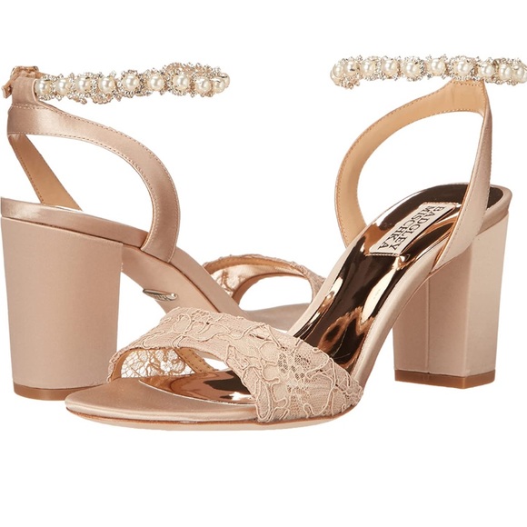 Badgley Mischka Koko Pearl and Rhinestone Heeled Sandal - Picture 4 of 4